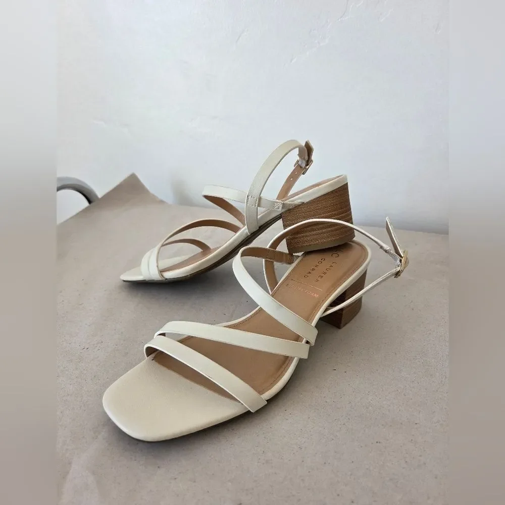 LC Lauren Conrad Women's Emelia Chunky Square Toe Heel White Wedding Bridal 7.5